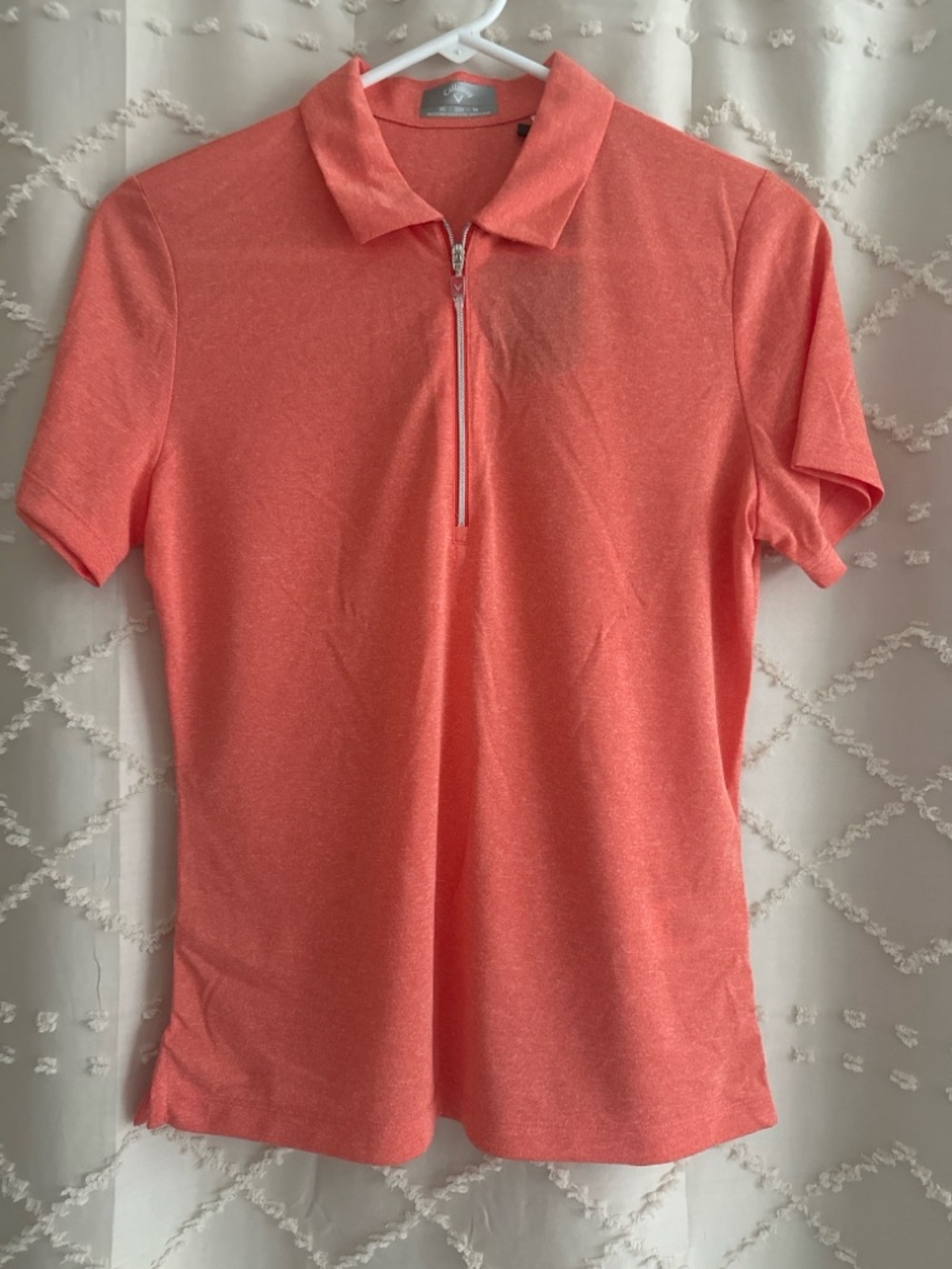 Callaway Golf 1/4 Zip Performance Polo Top | Coral Pink XS - Picture 2 of 5